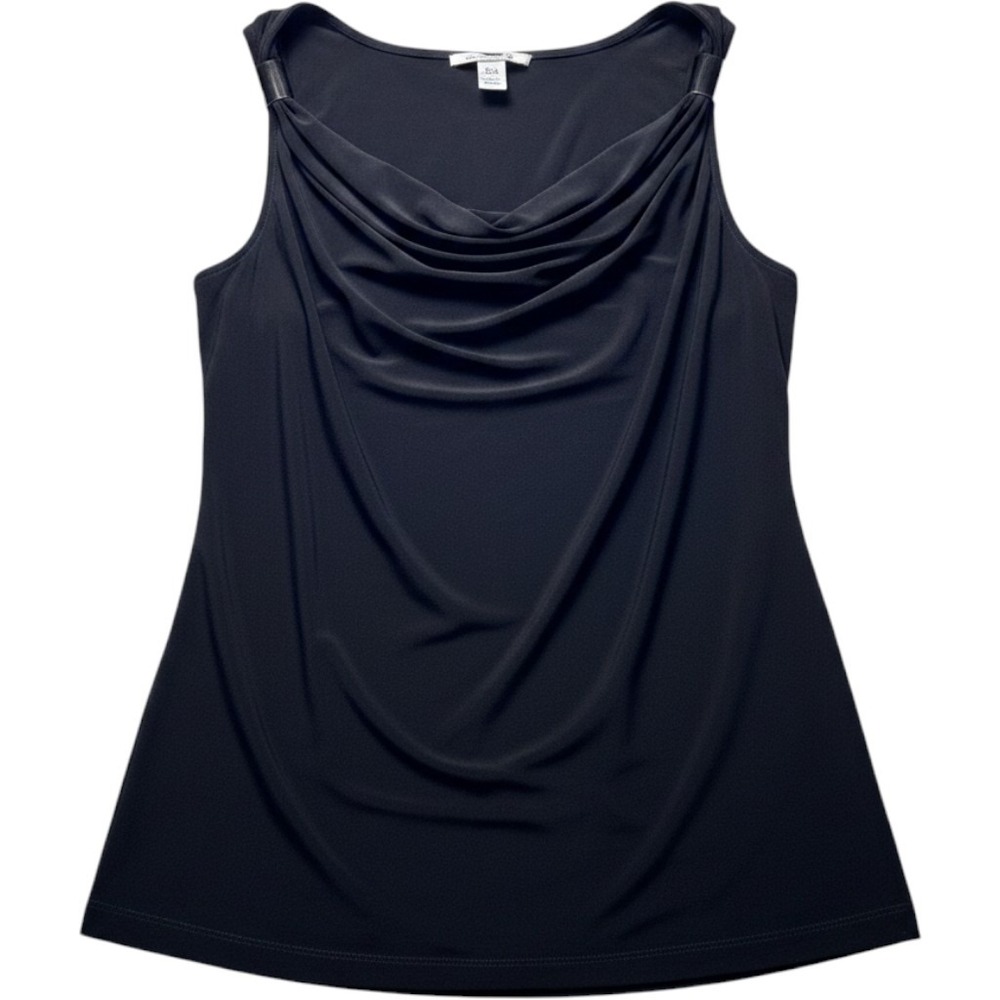 Kenneth Cole New York Black Cowl Neck Sleeveless Top‎ Hardware Accent Medium NWT